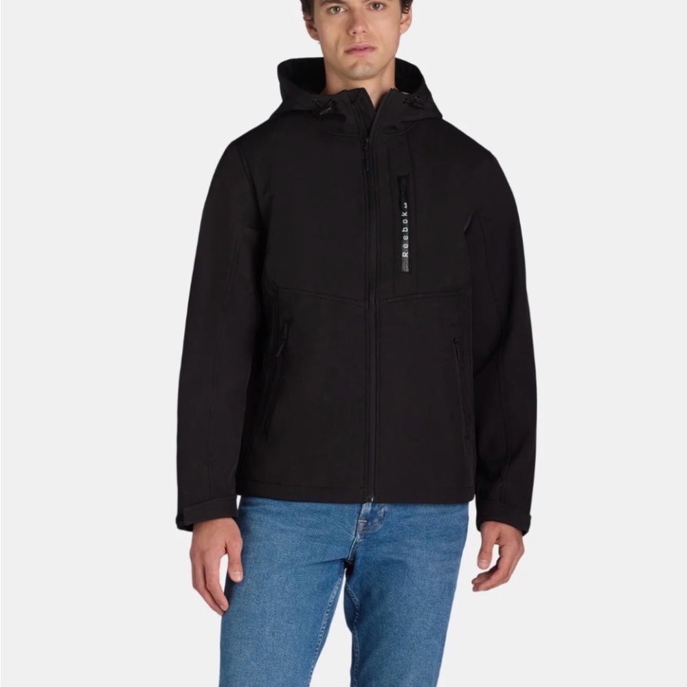 Reebok Fleece Lined Softshell Hooded Jacket | Black | Size 10-12 Boys